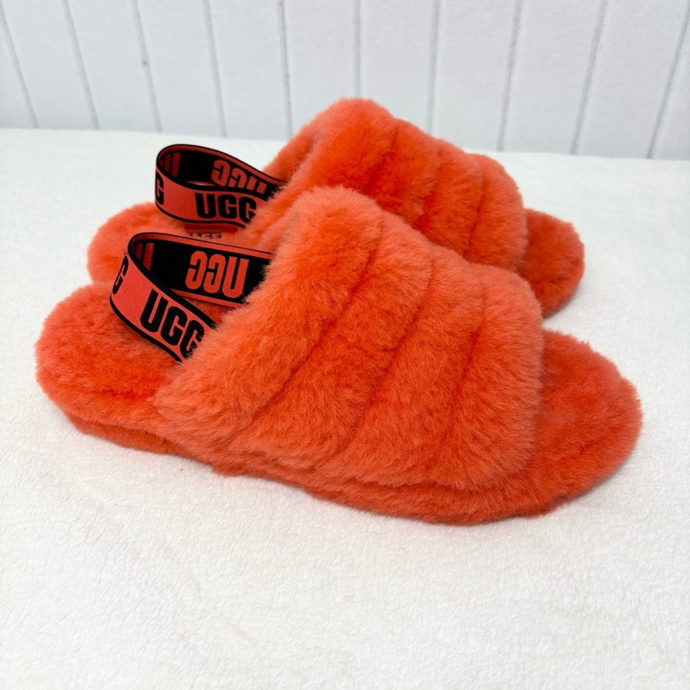 UGG Womens Fluff Yeah Slides Cali College‎ Slippers Sandal Shoe 1095119  Size 10